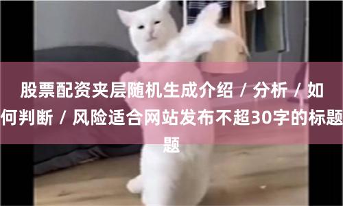 股票配资夹层随机生成介绍 / 分析 / 如何判断 / 风险适合网站发布不超30字的标题